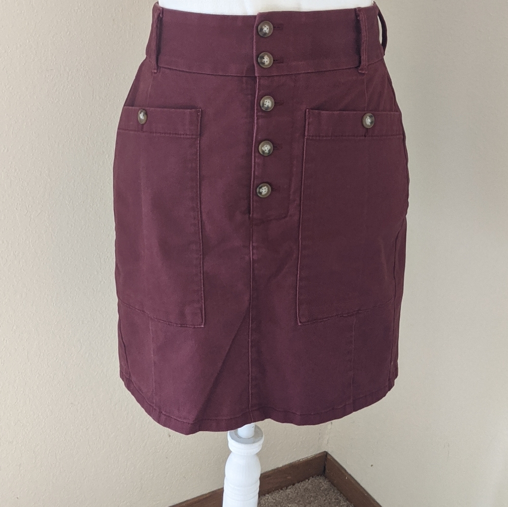 Maroon Button Skirt Size 4